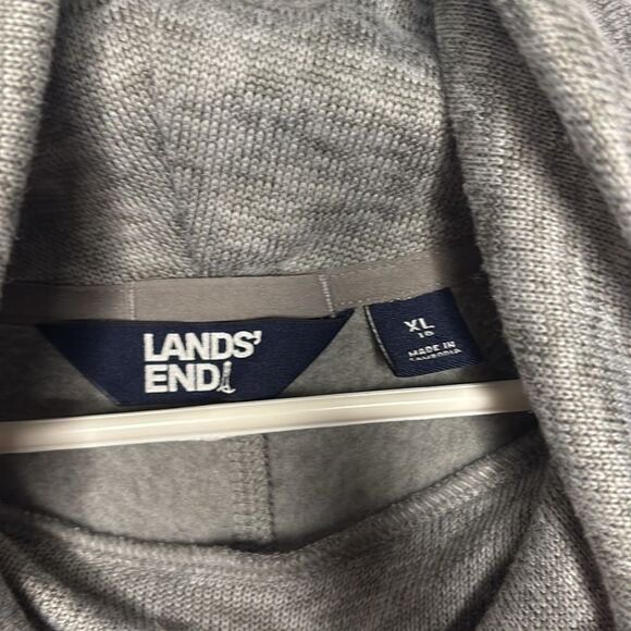 Lands End Heather Gray Cowl Neck Long Soft Cross Over Detail Sweater Size XL 18 - Picture 3 of 9